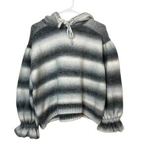 Something Navy Gray White Stripe Hoodie Size S Women